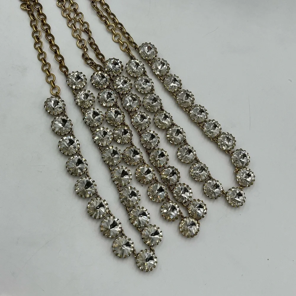 J.‎ Crew Crystal Clear Shimmering Rivoli Gold Tone Statement Necklace